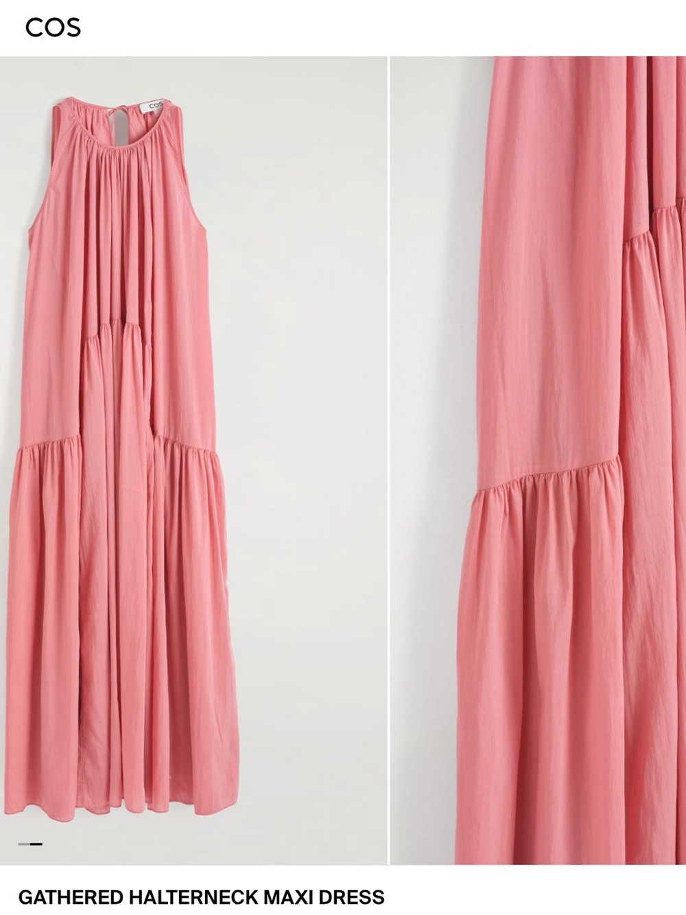 Women's Maxi Dress - Coral Pink Halter Maxi Dress - Picture 12 of 14
